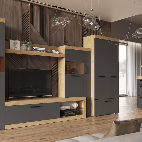 Комод Бастон Дуб Вотан/Графит