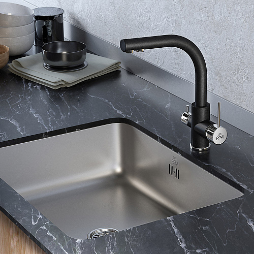 Смеситель для кухни высокий в цвет мойки Paulmark Ho213011