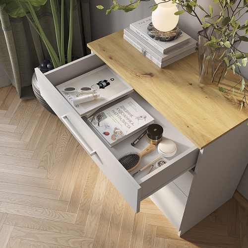 Комод с 4-я ящиками НК Бланка Белый/дуб Артизан