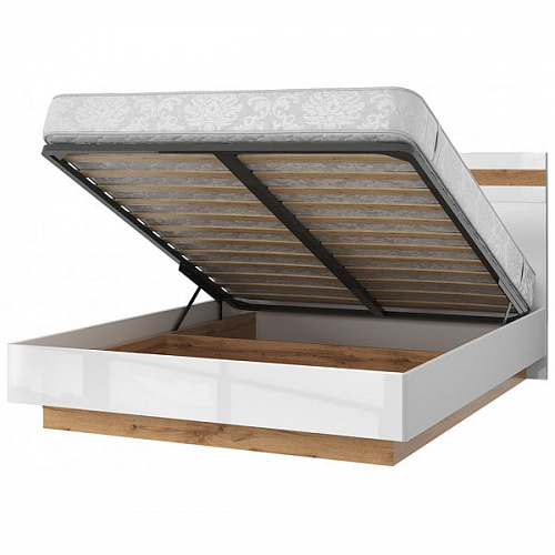 Кровать с подъемным механизмом TAURUS 160В Белый/Дуб вотан