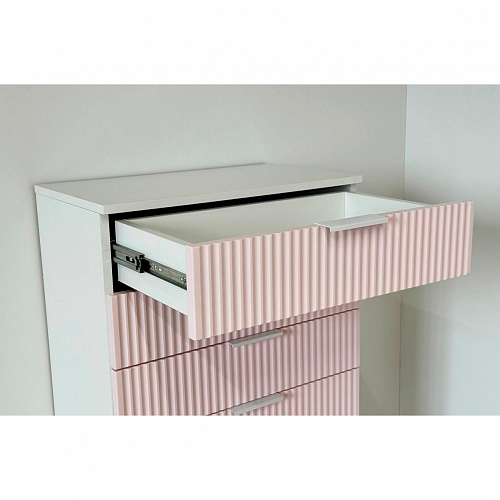 Комод Зефир белое дерево/пудра розовая (эмаль)