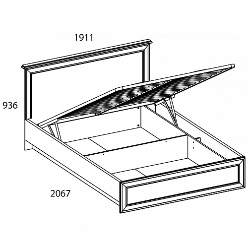 Кровать с подъемным механизмом 180 TIFFANY Вудлайн кремовый