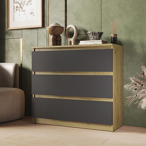 Комод ВЕГА 3Я Дуб Вотан/Графит