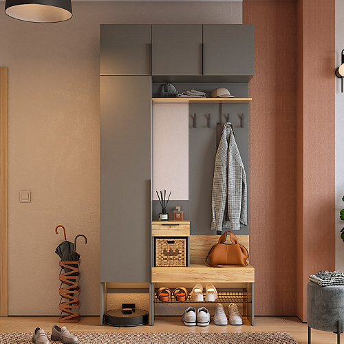 Прихожая Баско К4 графит/дуб крафт золотой