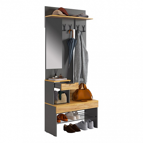 Прихожая Баско К4 графит/дуб крафт золотой