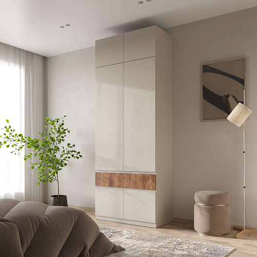 Шкаф НК PIANO 2-х створчатый Кашемир/Каштан