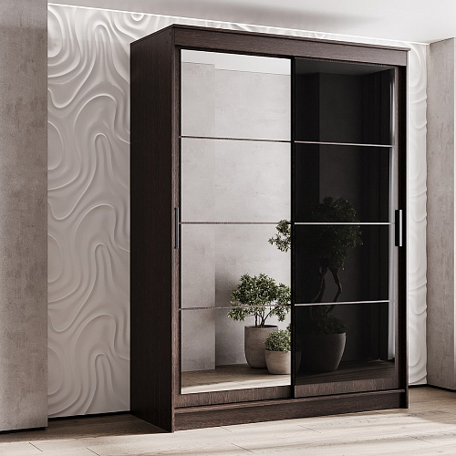 Шкаф-купе ГРАНД 1 1,6 Венге/Зеркало/Лакобель черный