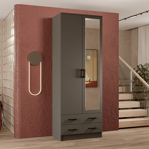 Шкаф Дуэт с зеркалом Графит