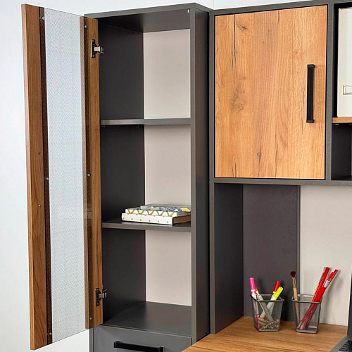 Стеллаж Лайт-2 графит/дуб крафт золотой