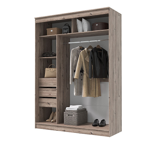 Шкаф-купе ГРАНД 1 1,6 Дуб горный/Зеркало/Дуб горный ЛДСП