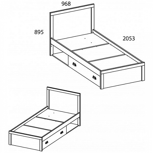 Кровать односпальная 90/D2 DIESEL дуб мадура/энигма