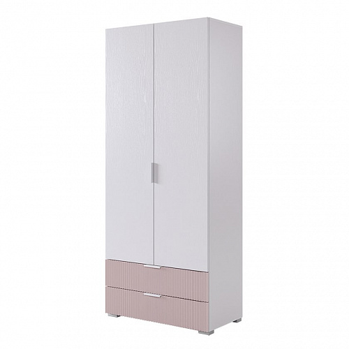 Шкаф двухдверный Зефир 108.01 белое дерево/пудра розовая (эмаль)