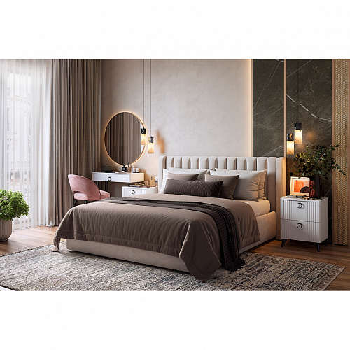 Туалетный столик Ева белое дерево/белый матовый