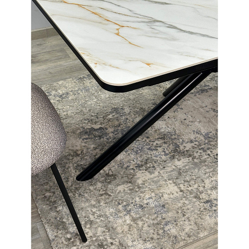 Стол обеденный Kenner DM1400 черный/керамика мрамор золотой