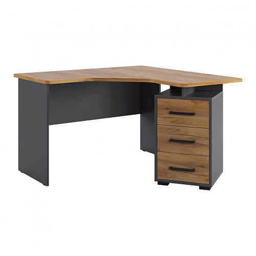 Стол компьютерный Лайт-2 1200 угловой графит/дуб крафт золотой