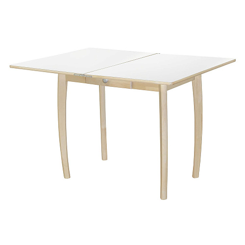 Стол обеденный раскладной нога бочонок Бесцветный/Супер Белый