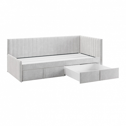 Кровать с ящиками Твикс (Софа) 90х200 галька (велюр)