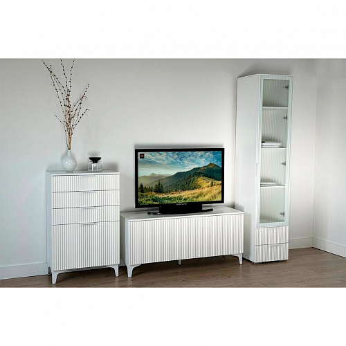 Гостиная Зефир К1 белое дерево/белый муар