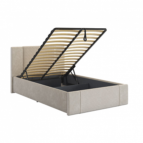 Кровать с подъемным механизмом Хлоя 120х200 крем (велюр)