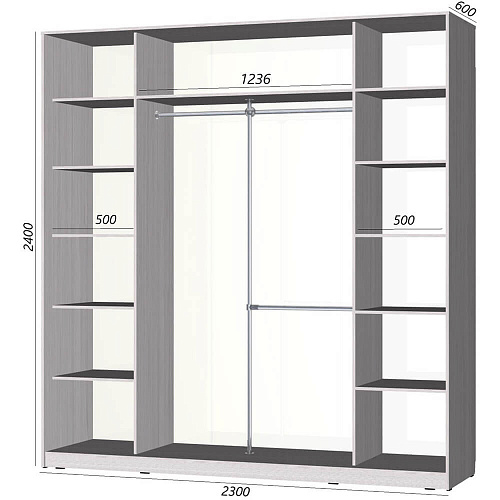 Шкаф-купе Старт 3-дверный без зеркала со вставками 2300 (высота 2400, глубина 600)