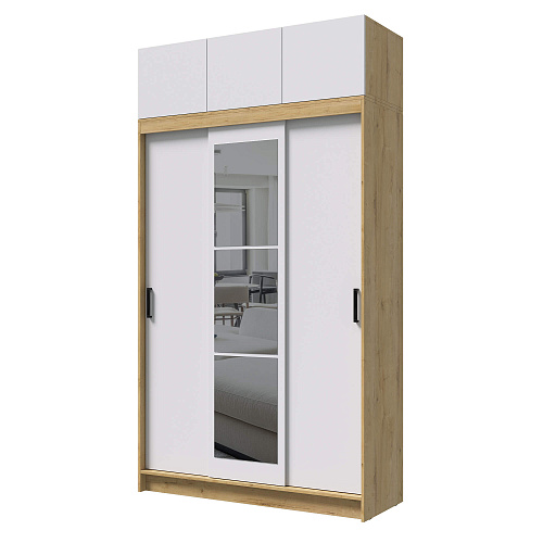 Шкаф-купе БРУНО 6 с антресолью Дуб вотан/Белый гладкий
