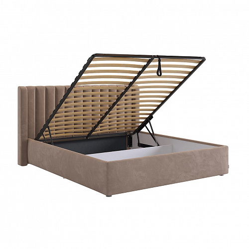 Кровать с подъемным механизмом Ева 160х200 латте (велюр)