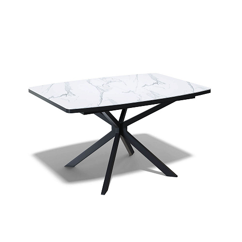 Стол обеденный Kenner BR1300 черный/керамика GLORIA WHITE