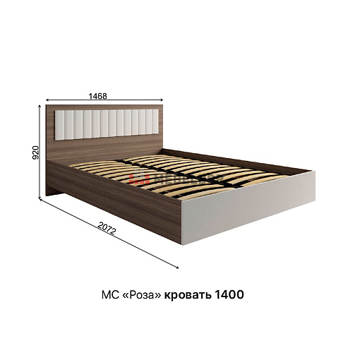 Кровать с подъемным механизмом Роза 1400 Орех Франклин/Белый Софт