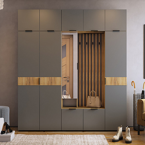 Прихожая Бери К1 дуб крафт золотой/графит