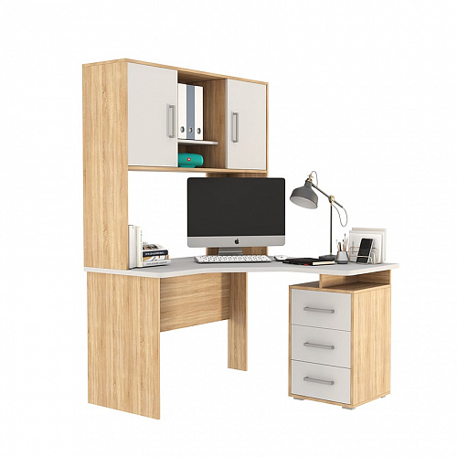 Стол компьютерный Лайт-2 1200 угловой дуб сонома/белый