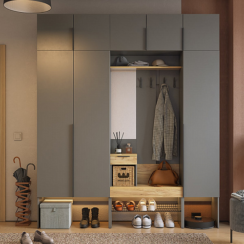 Прихожая Баско К7 графит/дуб крафт золотой