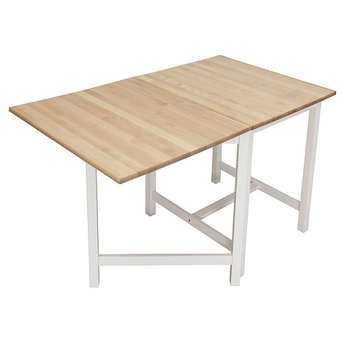 Стол раскладной большой ИДЕЯ массив Бесцветный (Лак)/СНЕГ