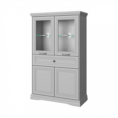 Шкаф с витриной VALENCIA 2V2D1S Серый