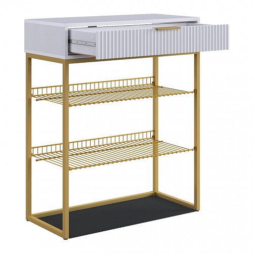 Обувница Вельвет белое дерево/золото