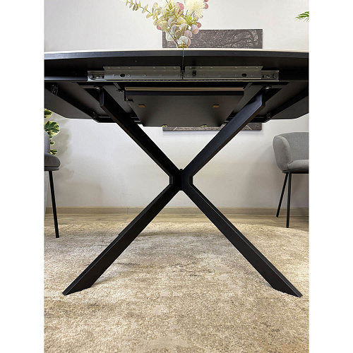 Стол обеденный Kenner BR1300 черный/керамика GLORIA WHITE