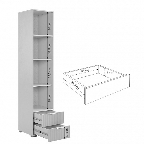 Шкаф однодверный Зефир 107.03 белое дерево/пудра розовая (эмаль)