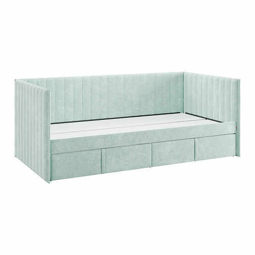 Кровать с ящиками Твикс (Софа) 90х200 мята (велюр)