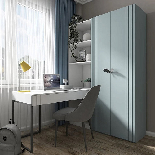 Стол со стеллажом Мишель Белый супер/Серый