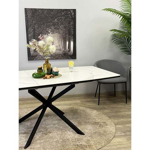 Стол обеденный Kenner BR1400 черный/керамика GLORIA WHITE
