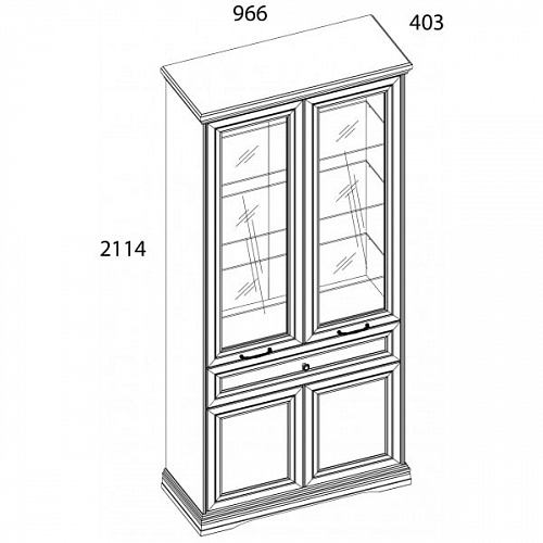 Шкаф с витриной VALENCIA 2V2D1S Н Серый