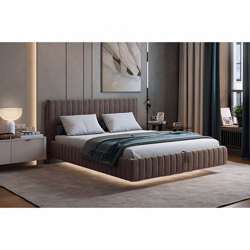 Кровать с подъемным механизмом Твикс 160х200 латте (велюр)