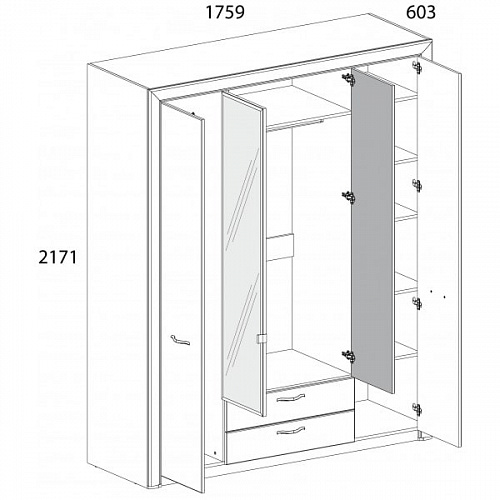 Шкаф 4D2S Z OLIVIA Вудлайн крем/дуб анкона