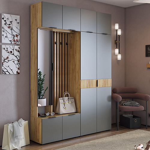 Шкаф двухдверный Бери дуб крафт золотой/графит