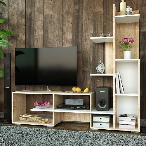 Тумба ТВ Глосса дуб сонома/белый