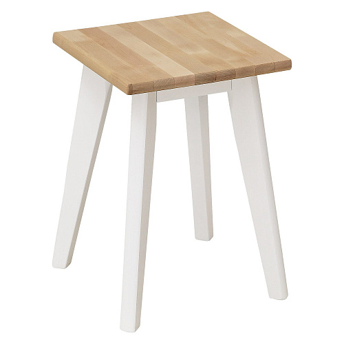 Табурет Квадратный ИДЕЯ массив Бесцветный (Лак)/СНЕГ