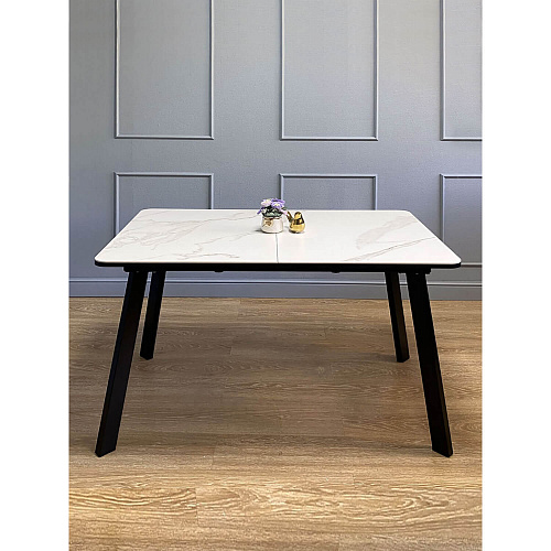 Стол обеденный Kenner AK1200 черный/керамика GLORIA WHITE