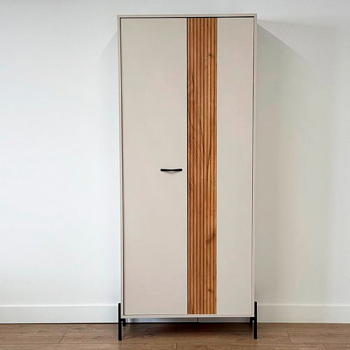 Шкаф двухдверный Доминика  кашемир/дуб крафт золотой