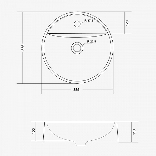 Раковина накладная для ванной LUNA 40