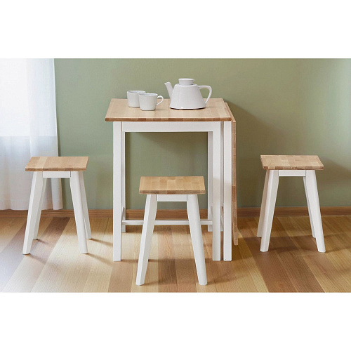 Табурет Квадратный ИДЕЯ массив Бесцветный (Лак)/СНЕГ