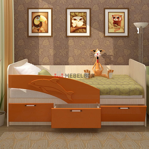 Кровать Дельфин оранжевая